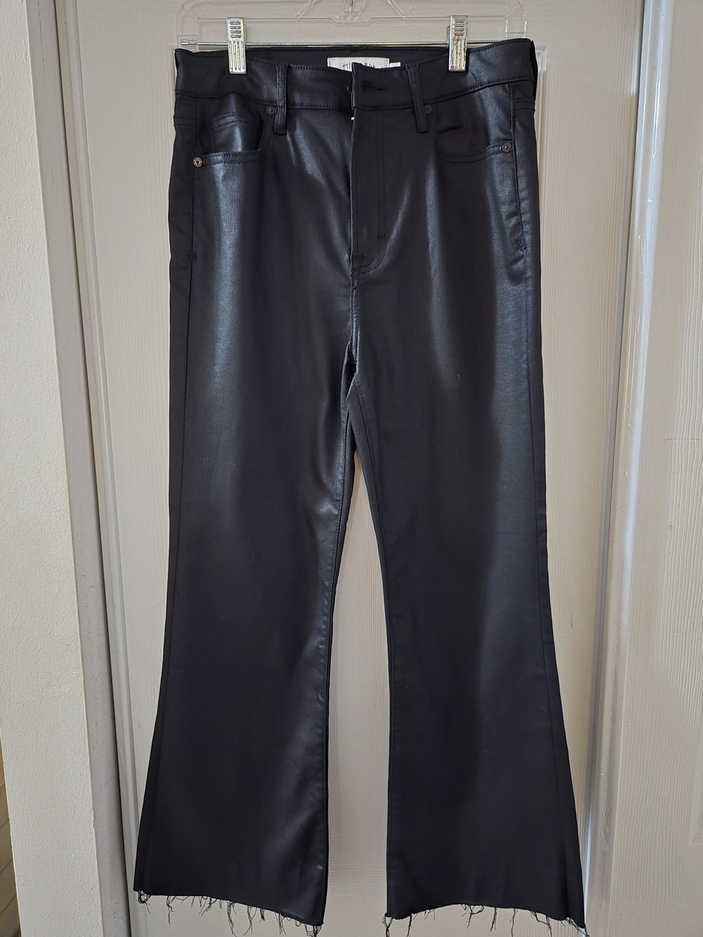 Black Shiny Hidden Wide-Leg Pants